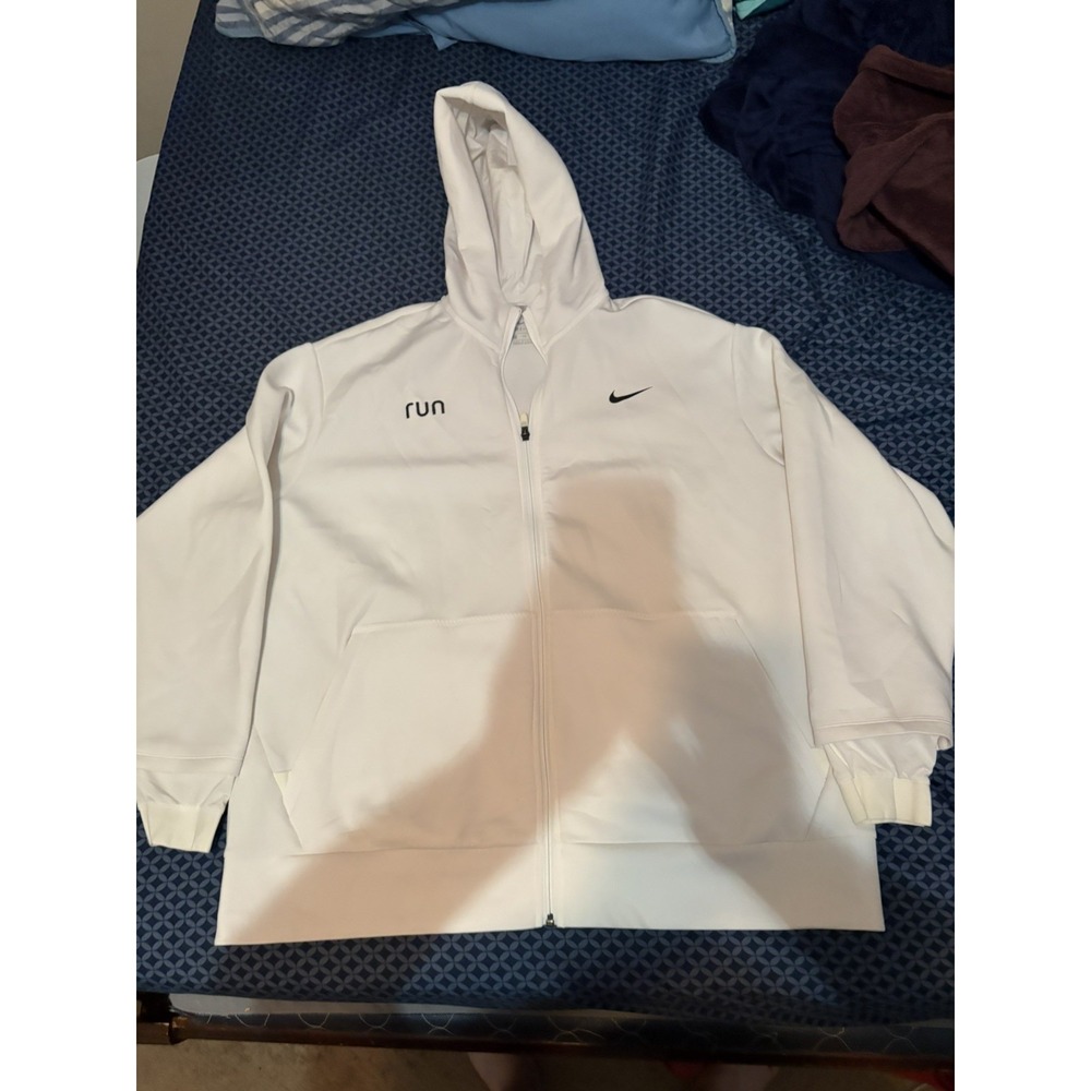 Nike Run Men's XXL White Dri-fit Zip Up Hoodie